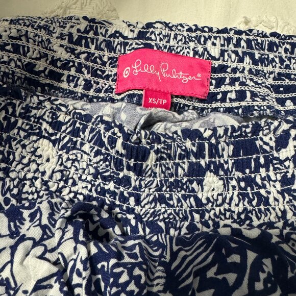 Lilly Pulitzer Target Blue Fish Print Upstream Strapless Jumpsuit Size XS - Picture 1 of 4